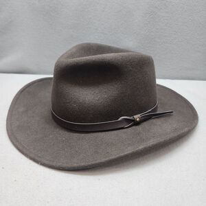 DPC Dorfman Pacific USA Black 100% Wool‎ Felt Western Cowboy Men's Hat Sz L